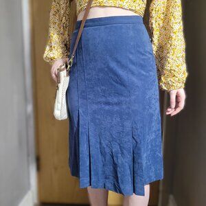Vintage Tanjay Pleated Suede Look Blue Skirt